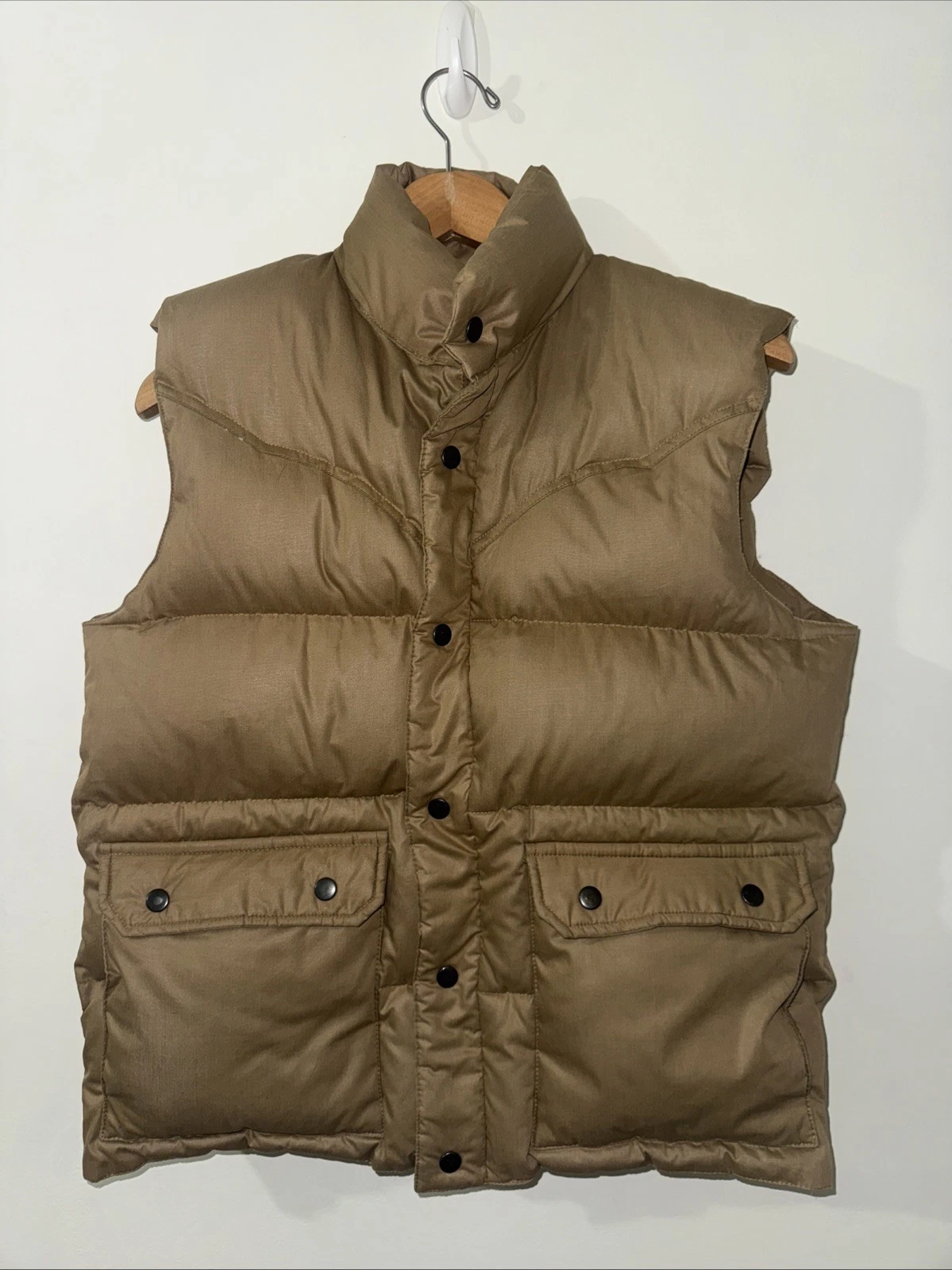 SKOR Puffer Vest Beige Men’s Medium Vintage 1970s Down Pockets