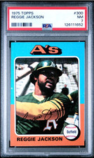 1975 TOPPS MINI #300 REGGIE JACKSON BASEBALL CARD OAKLAND A'S PSA 7