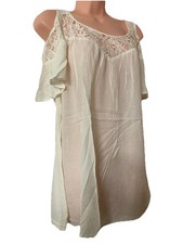 Julipa white lace neckline cold shoulder short dress / long top Size 16 New