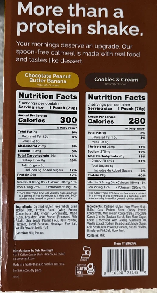Avena durante la noche, galletas y crema y chocolate PB plátano (paquete de 14 + botella licuadora) Foto 2 de 3