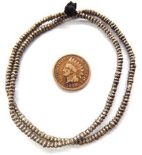 ( 2 ) Ethiopian Handmade Tiny Silver 15" African Trade Bead strands #7   Bin 66