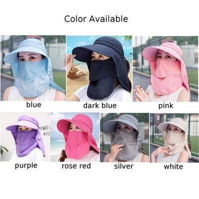 Sunscreen hat, face covering, cycling, outdoor folding beach sun hat