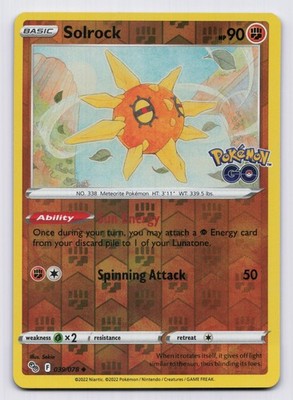 Solrock Reverse Holofoil Uncommon Pokemon GO 039/078 NM