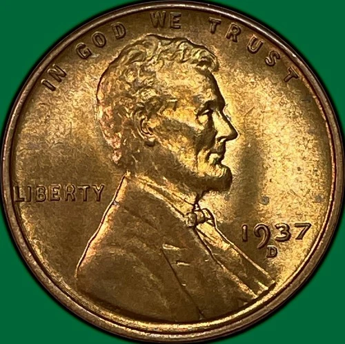 1937-D Lincoln Wheat Cent Brilliant Uncirculated BU Coin #37662
