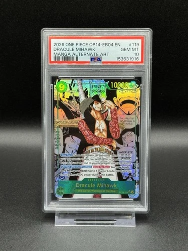 PSA 10 Dracule Mihawk SEC Alt Art Manga OP14-119