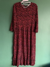 Zara Tiered Midi Dress Womens Small Animal Print Smock Dress Half Sleeve 10088