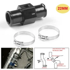 22mm Adapter Water Temp Temperature Joint Pipe Sensor Gauge Radiator Hose BLK