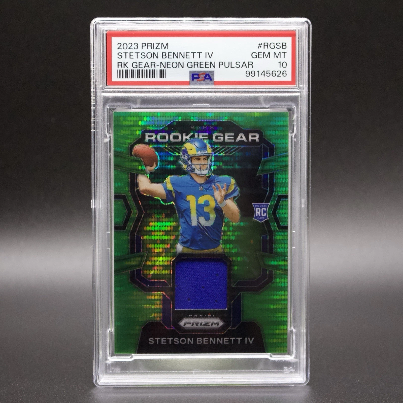 Stetson Bennett Panini Prizm Rookie Gear #RGSB Neon Green Pulsar