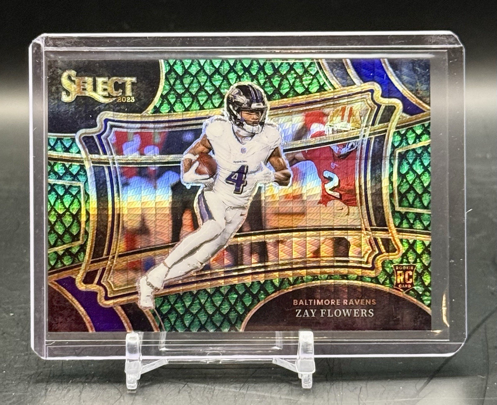 2023 Panini Select - Field Level Zay Flowers #308 Dragon Scale Prizm /70 (RC)