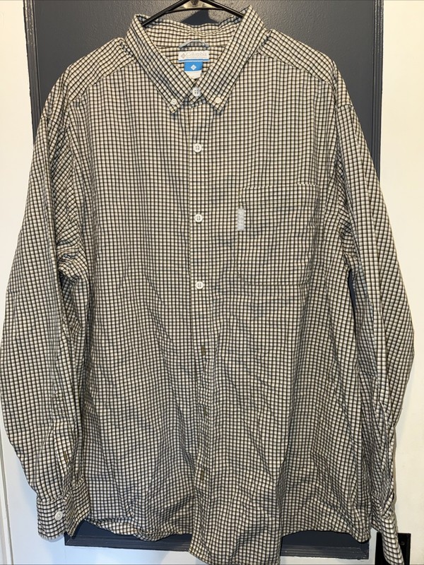 Columbia Men's Orange Plaid Long Sleeve Shirt Size XXL