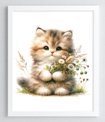 Cat Wall Art Print, Cute Kitten Wall Art Print, Cat, Pet Wall Decor #334
