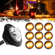  12V Round 3/4" LED Side Marker Lights Truck Trailer DRL Bullet Clearance Light
