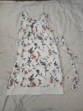 Dr2 Women's White Floral Blouse With Tie (Size Unknown) F1#14