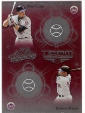MIKE PIAZZA ROBERTO ALOMAR MO VAUGHN 2002 PLAYOFF ABSOLUTE TEAM QUADS TQ-12 METS