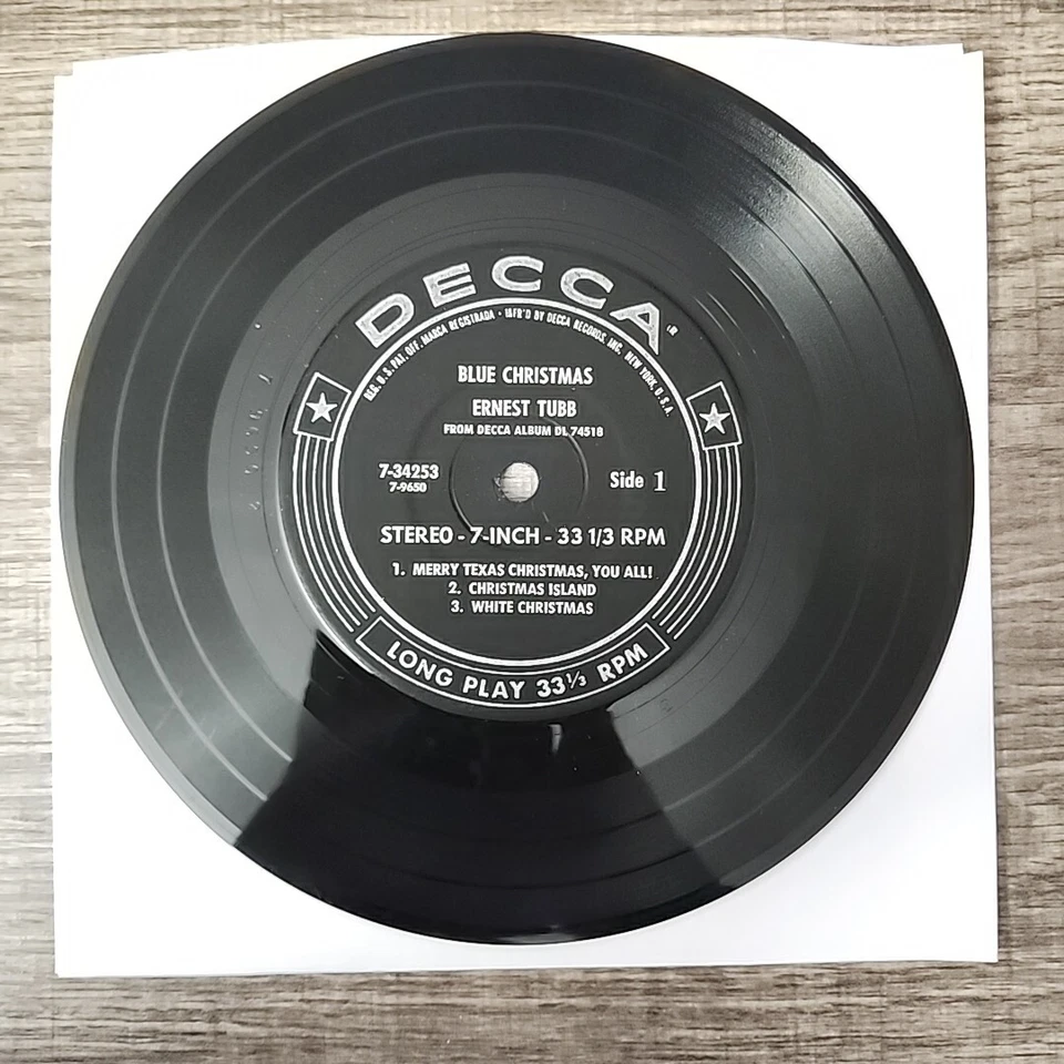 Ernest Tubbs Blue Christmas/Merry Texas Christmas 7" 33 RPM EP DECCA 7-34253 - Image 4 of 4