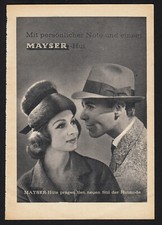 3w5238/ Alte Reklame von 1960 &ndash; MAYSER-H&uuml;te pr&auml;gen den neuen Stil der Hutmode.