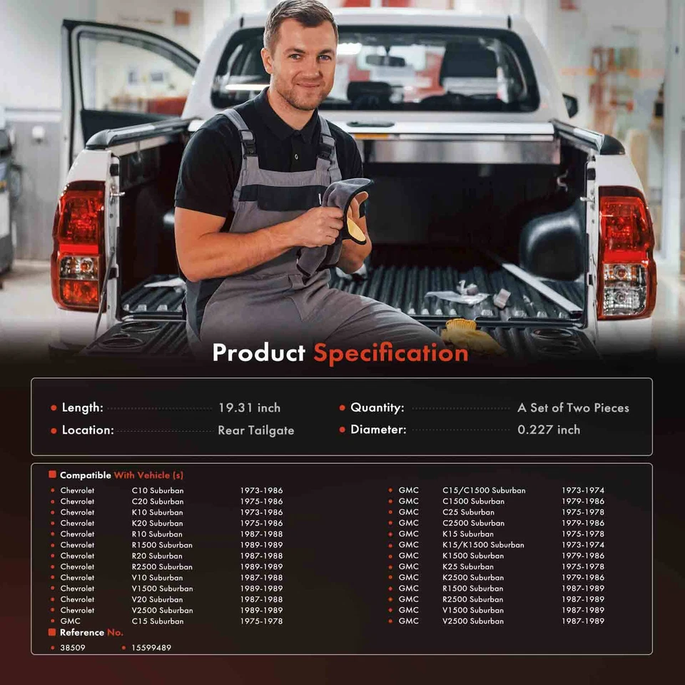 2x Cable de soporte de puerta trasera para Chevy C10 Suburban GMC K25 Suburban izquierda y derecha Foto 2 de 4