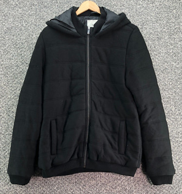 LCW Vision Lined Hooded Knit Jacket Black Mens Sz L Full Zip Pockets