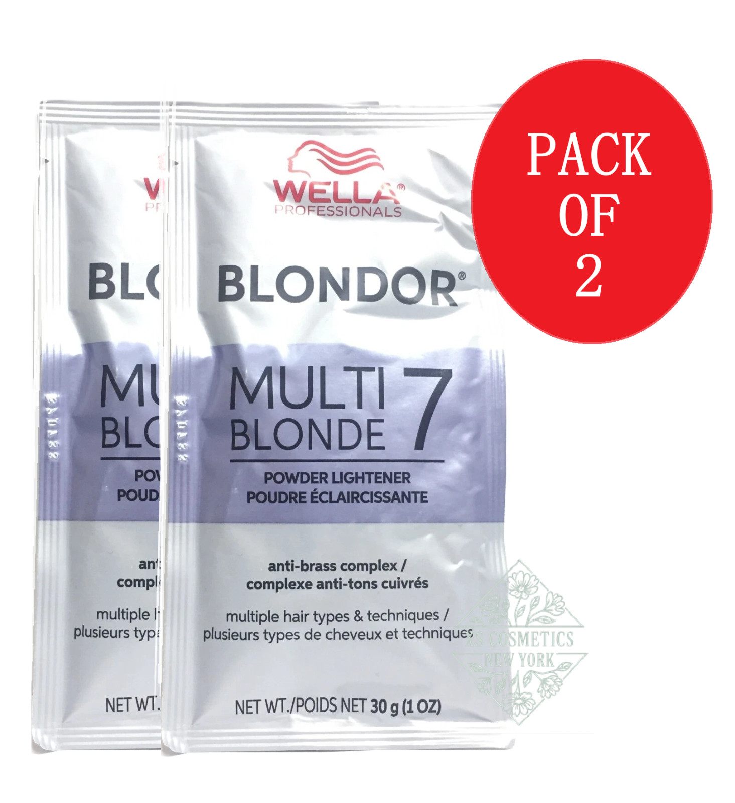 Wella Blondor Multi Blonde 7 Powder Lightener, 1 oz PACK OF 2
