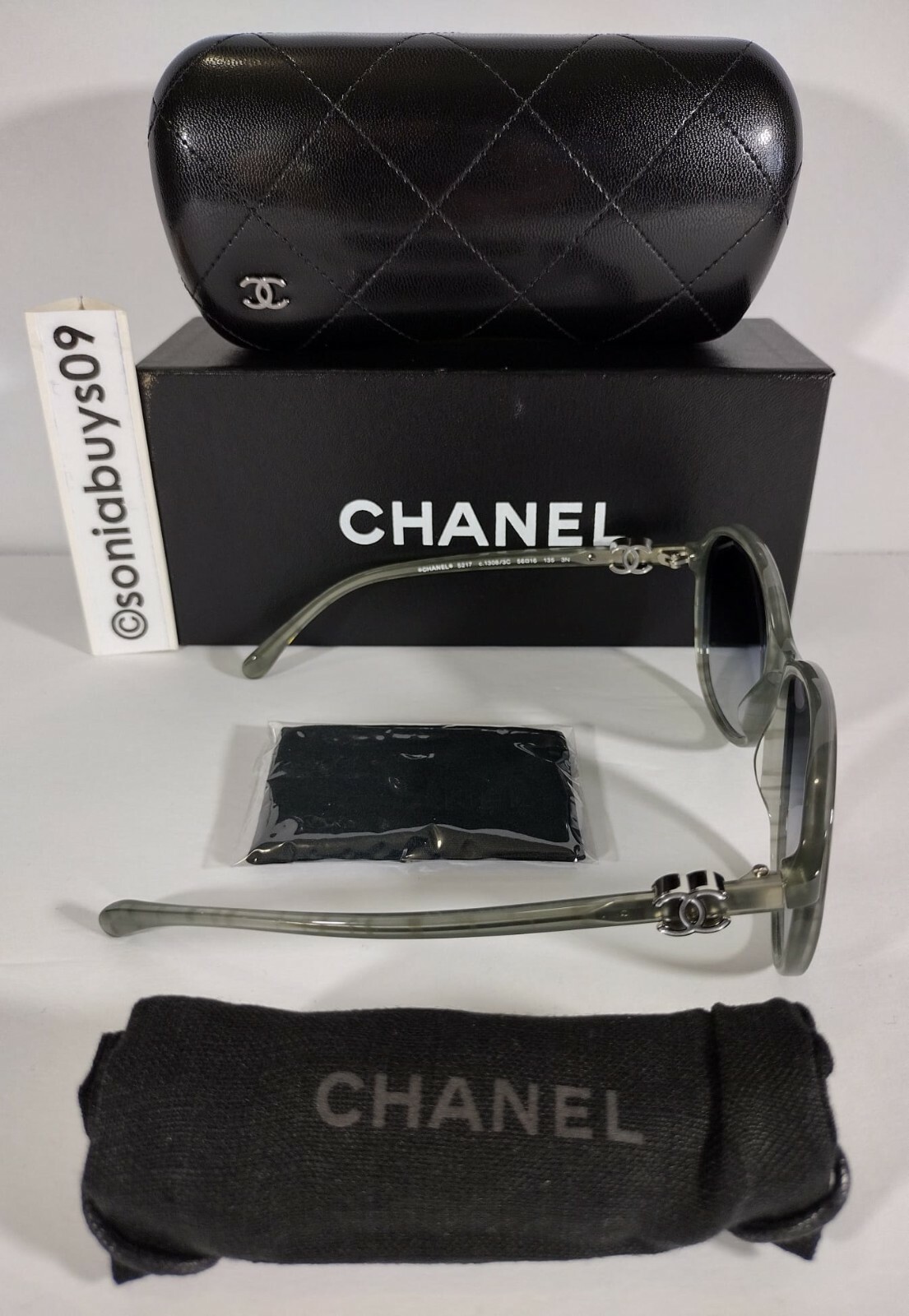 Chanel Women's Round Sunglasses, 5217, Green, Grey Gradient Lenses image 7