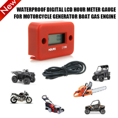 Digital LCD Boat Vibration Meter Stundenzähler Motorrad Betriebsstundenzähler DE