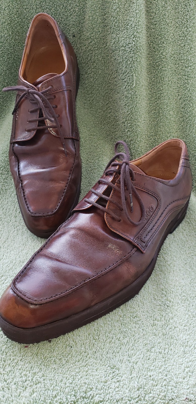 ECCO Mens Seattle Brown Oxford Shoe Size 12M EUR 45 Square Apron