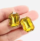 Art Deco Sterling Silver Citrine Rhinestone Earrings Screw Back Vintage Jewelry