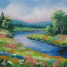 Ukrainian Artist Landscape Original Hand Painted Summer Home Decor Wall Art Gift