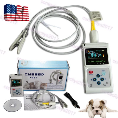 Veterinary Pulse Oximeter Vet SPO2 Pulse Rate Monitor Ear/Tongue SPO2 Sensor+SW