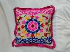 Grey Suzani Cotton Cushion Cover, Decorative Cushion Cover, Handmade cover