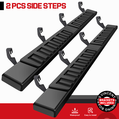 Fit 07-18 SILVERADO/SIERRA Crew Cab 6'' Black Side Step Running Board Nerf Bar H