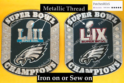 Super Bowl Champions Patch LIX + LII Patch 59 + 52 Patch Eagles Champs ...