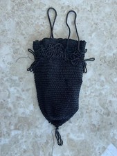 Antique Ornate Flapper Beaded Purse Black Micro Jugendstil German Glass Pearls