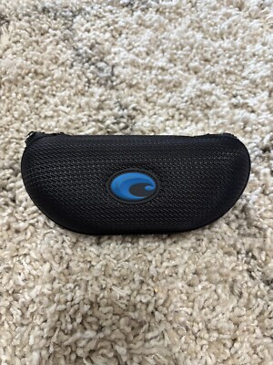 Costa Del Mar Sunglasses Hard Zip Up Clam Shell Case Black w/Blue Logo