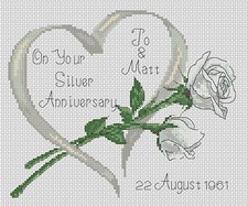 Wedding Sampler Silver Anniversary Counted Cross Stitch CHART No.6-26