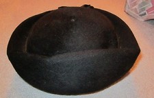 VINTAGE BLACK HENRY POLLAK HAT NY 100 WOOL WITH FELT BLEND
