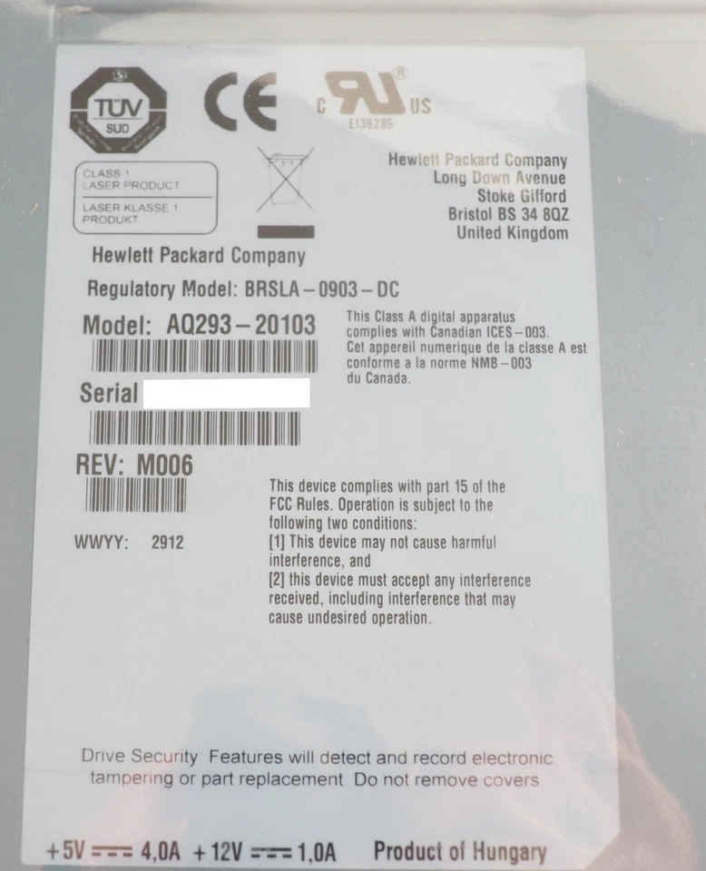 HP LTO-5 BRSLA-0903-DC AQ293-20103 BN592A Internal Tape Drive - Image 3 of 4