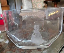 Vtg. Orrefors WISH TO THE MOON signed Edvin Ohrstrom Sweden Etched Crystal Vase