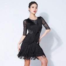 Latin Ballroom Dance Dress Modern Salsa Waltz Standard Long Dress G785 4 Colors