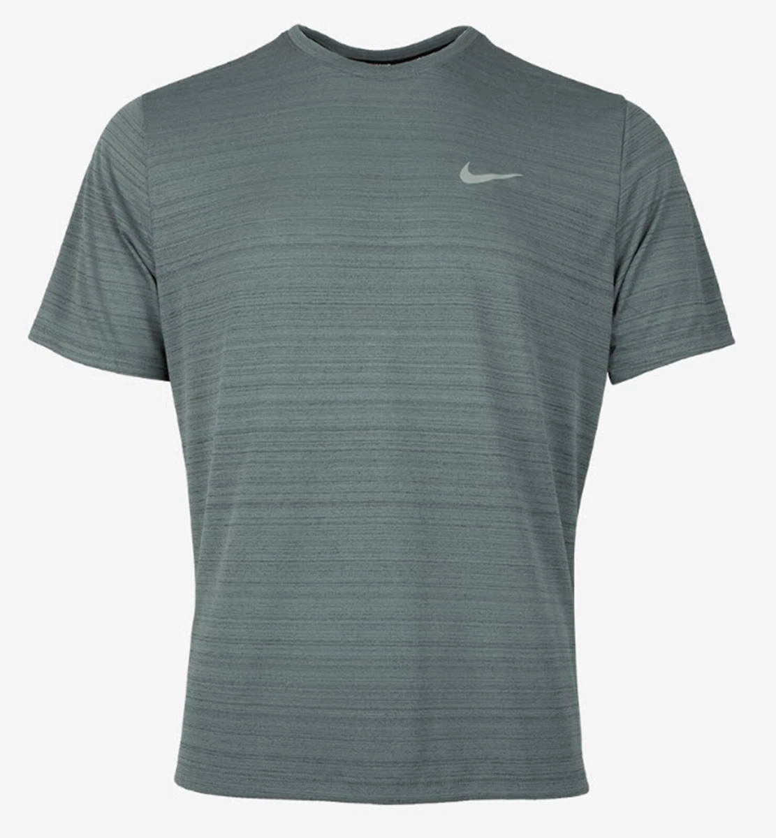 Nike Men Dri Fit MILER Athletic Shirts S S Gray Jersey Tee Top