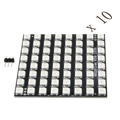 10PCS 64-bit WS2812 5050 RGB LED Development Board w/ Built-in Full-Color Driver