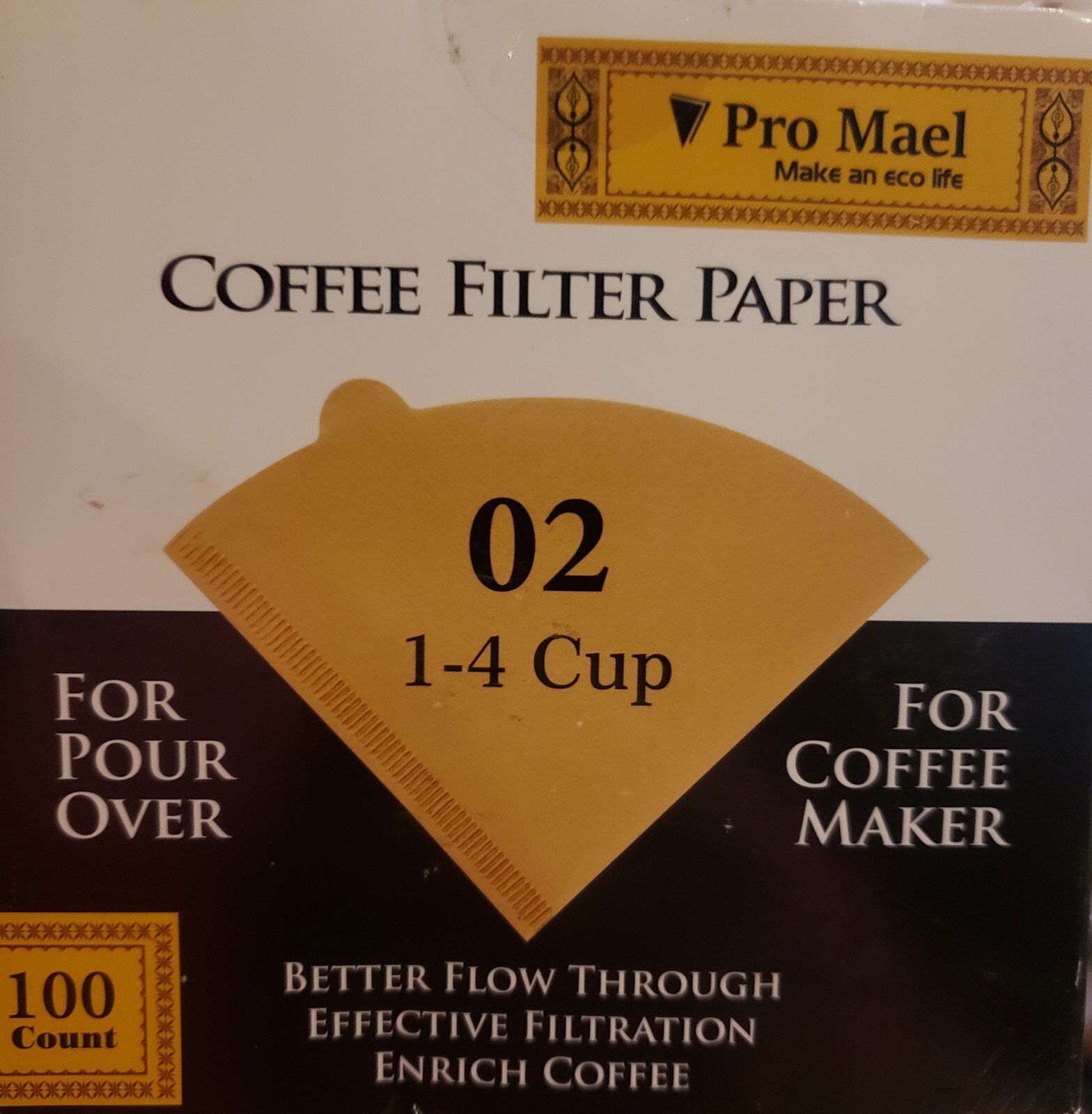 Pro Mael Size 02 Cone Coffee Filters, 100 Count Disposable V02 Coffee