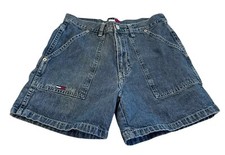 Vintage Tommy Hilfiger Junior High Waist Big Flag Denim Jean Shorts 90'S Sz 5 EU