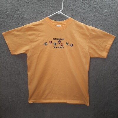 Vintage Anvil Shirt Adult Large Yellow Albuquerque New Mexico Hot Air Ballon Y2K