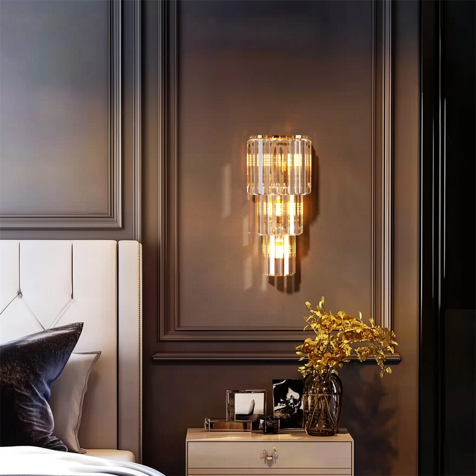 1x Wandleuchte innen Wohnzimmer Kronleuchter E14 LED Schlafzimmer Wandlampe Gold - Bild 4 von 4