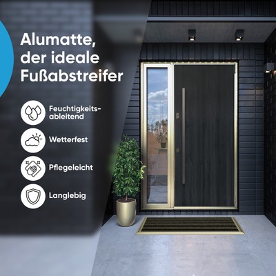 Alu Fußmatte 40x60 Cm – Wetterfeste Schmutzfangmatte Mit Alurahmen Für Draußen & Drinnen