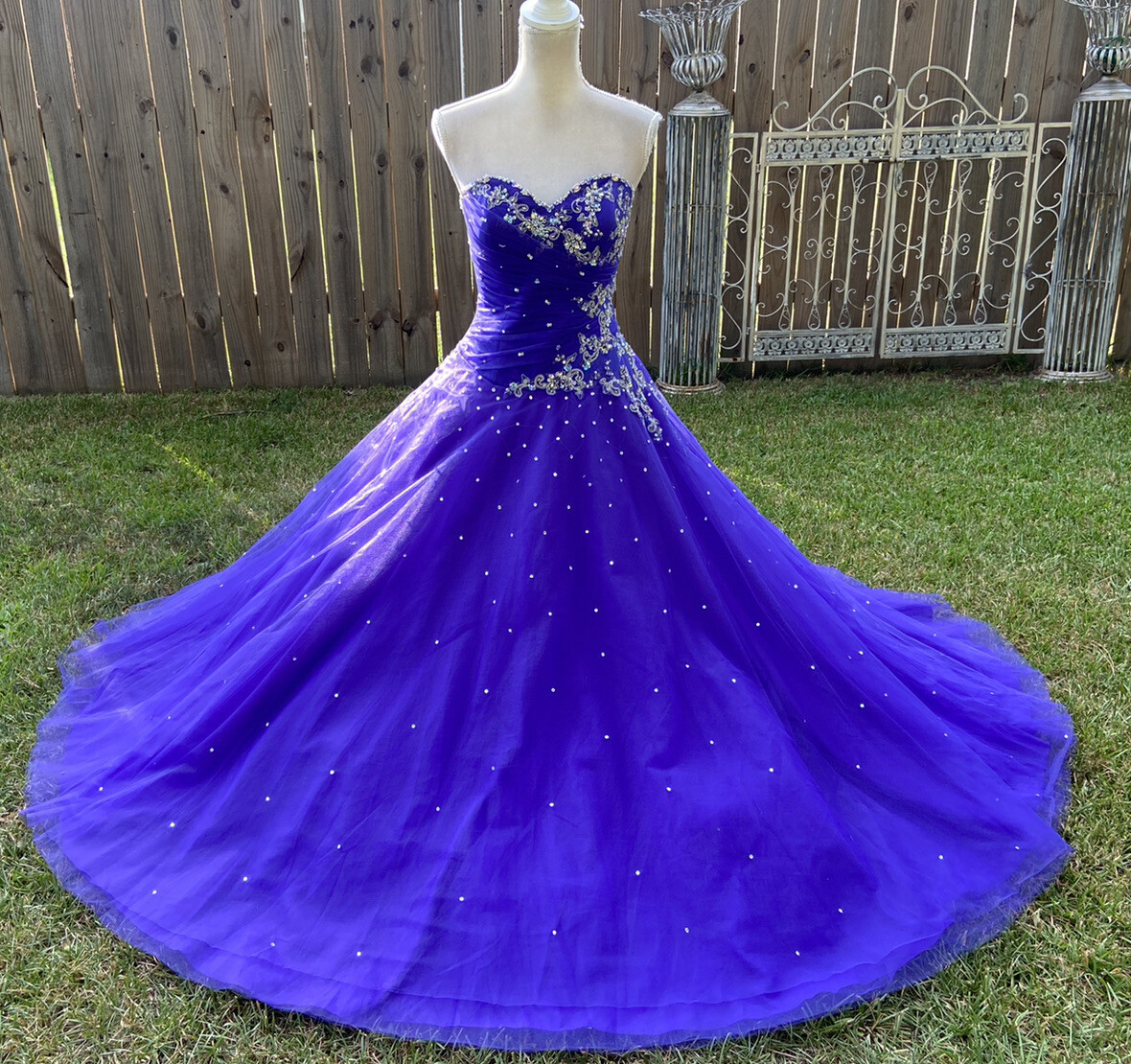Mori Lee by Madeline Gardner Long Purple Sequin Ballgown Womens