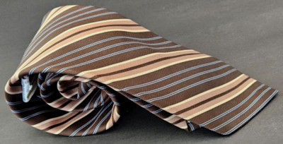 Vintage Prince Consort Golden Clasp Necktie Retro Brown Diagonal Tie 57'' L/ 3'' W