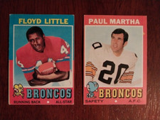 2 Card Lot of 1971 Topps Denver Broncos Football Cards ( Floyd Little )