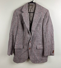VTG Harris Tweed Grey Herringbone Stripe Wool Blazer Sport Coat Mens M USA Union